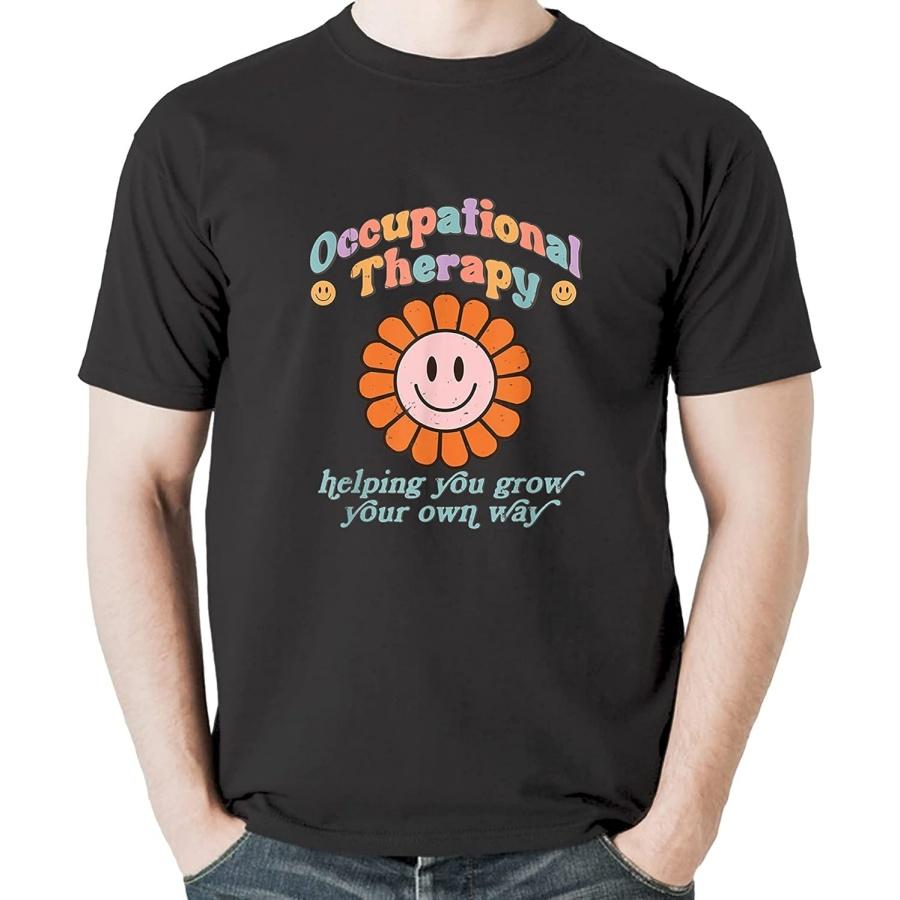 Occupational Therapy Helping You Grow Your Own Way Retro T-Shirt Sweatshirt Hoodie Tanktop for Men Women Kids Black XXXXXL разноцветный
