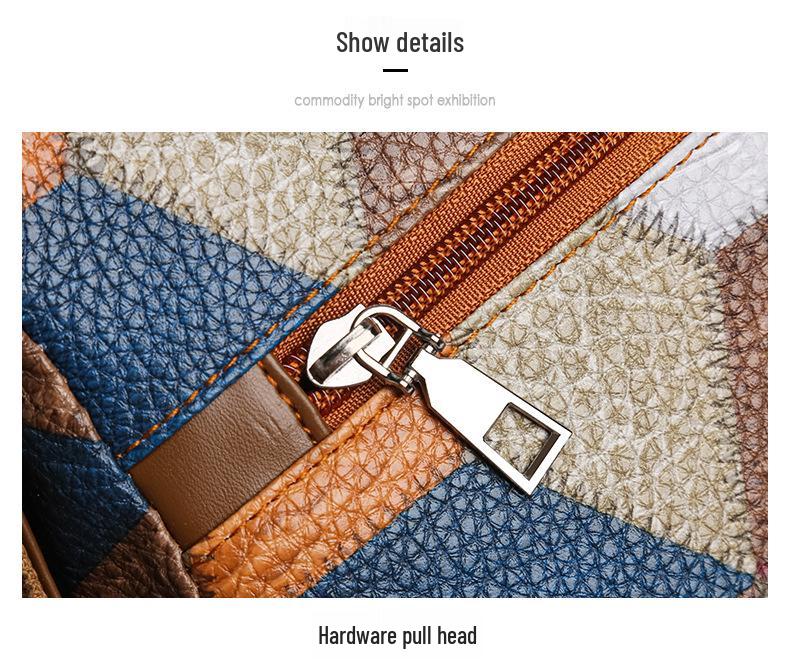 Trendy Color Block Women's Crossbody Bag with Multi-Zipper Design
