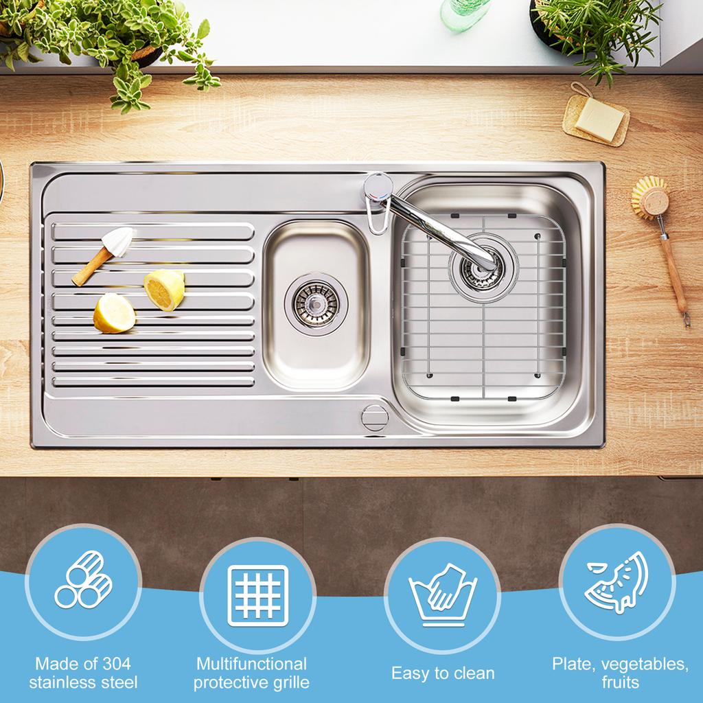 Kitchen Sink Grid Stainless Steel Sink Protectors Double Bowl Sink Bottom Grid Versatile Dishes Drainer Grid Fits Sink 13x12''