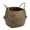 1Pc Foldable Natural Seagrass Woven Storage Basket Clothes Organizer Plant Flower Pot(Black)