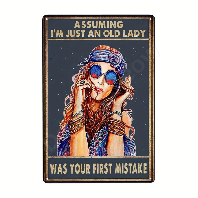 Inspirierende Sprüche auf Blechschildern, Retro-Wandkunst, Sei gut zu dir selbst, Vintage-Hippie-Mädchen, Poster für Zuhause, Garten