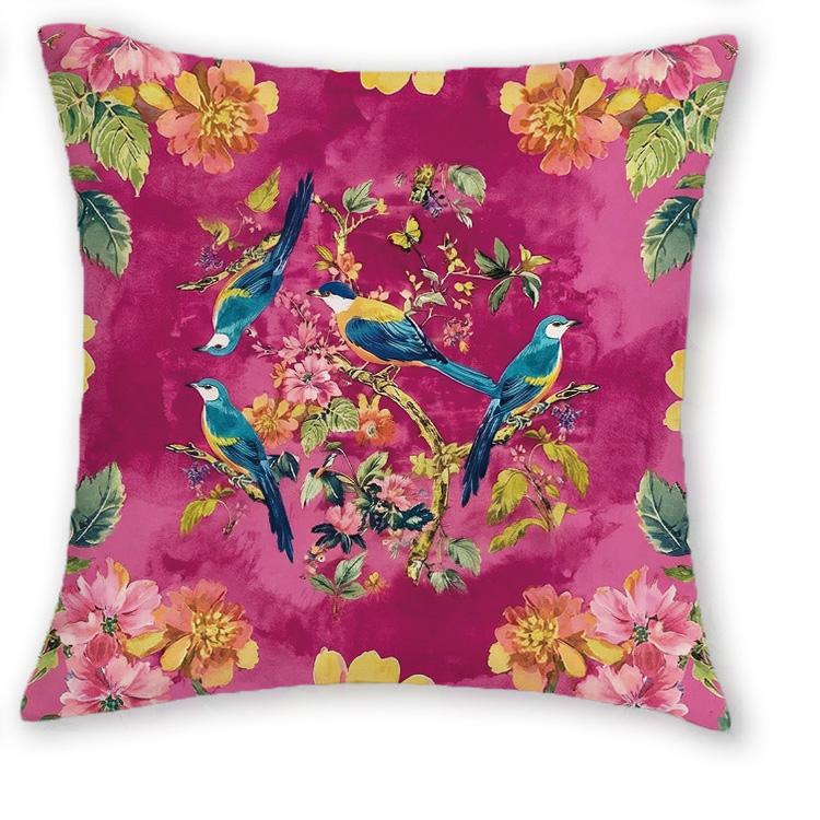 

1/4pcs Bohemian Fuchsia Floral Print Throw Pillow Covers 18x18 Inch Decorative Cushion Cases For Sofa Bedroom Living Room 45x45cm-1pcs