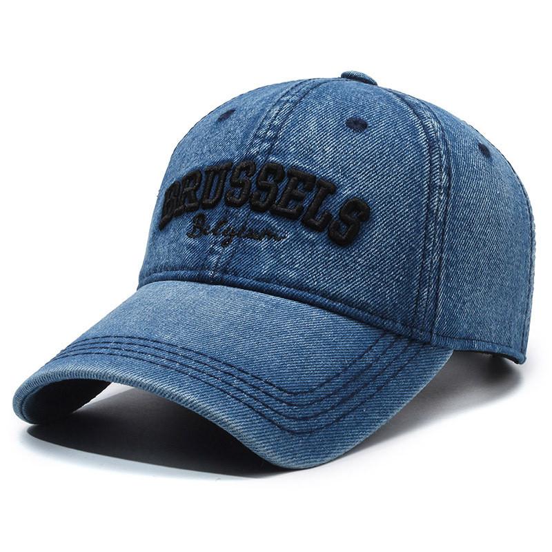 Vintage Denim Baseball Cap With Embroidered Letters For Outdoor Sun Protection Spring