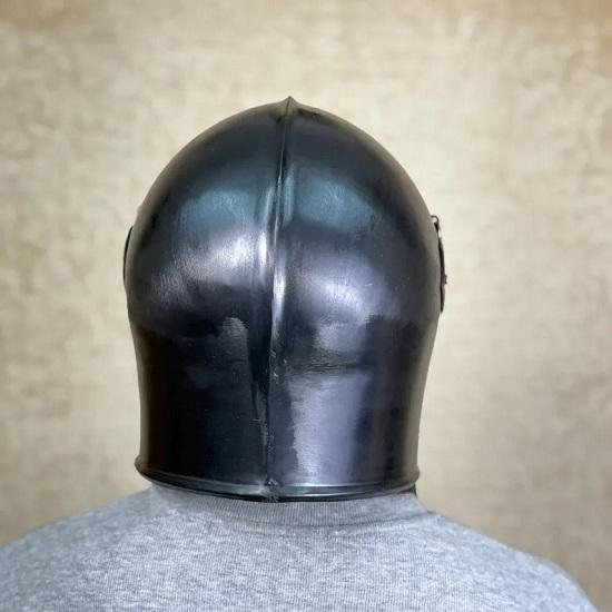 Black Barbuta Knight  with Visor  Steel Medieval Armor for , Cosplay, Halloween, and Collectible Display Prop