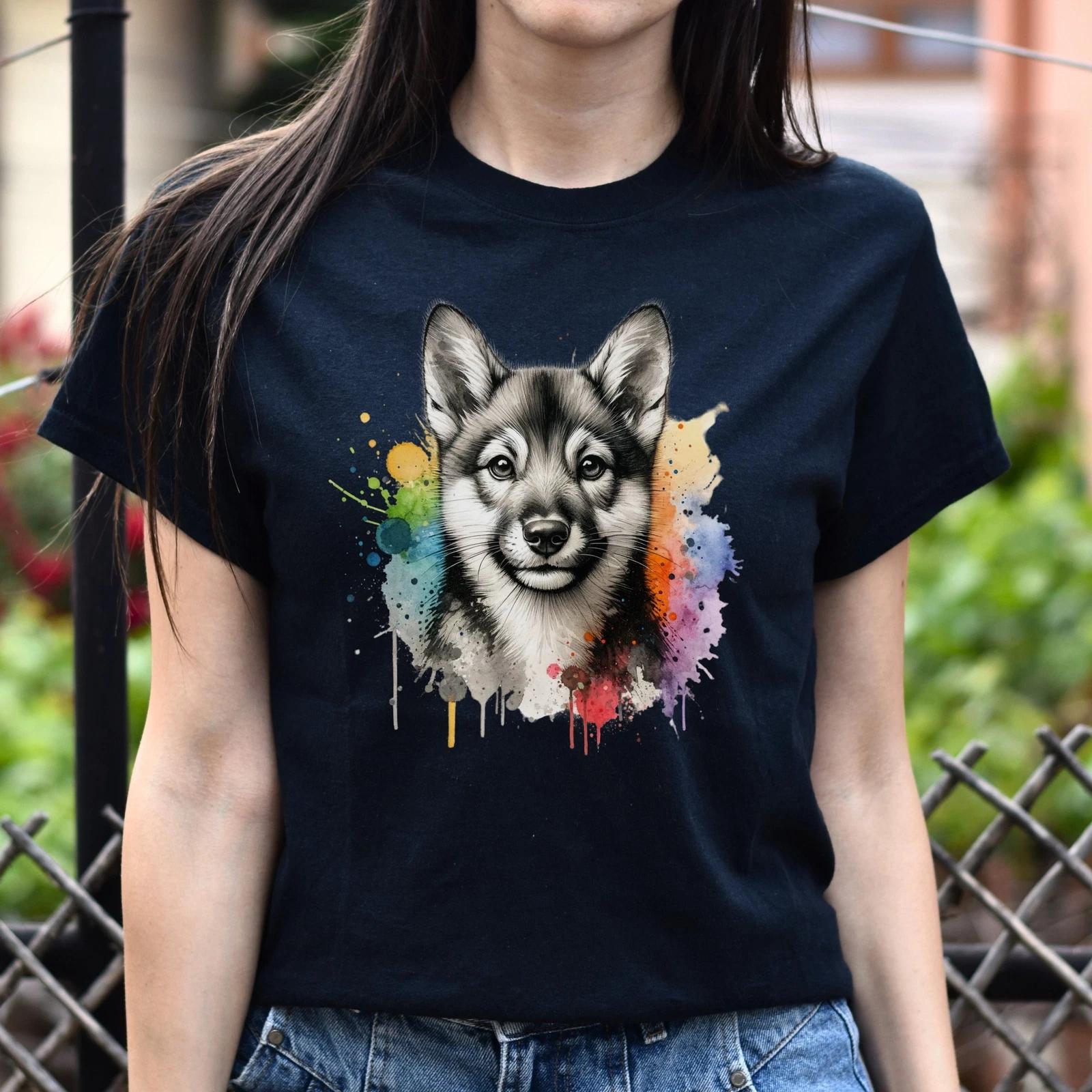 Swedish Vallhund dog mama Color Splash Unisex T-shirt Black Navy Dark Heather L