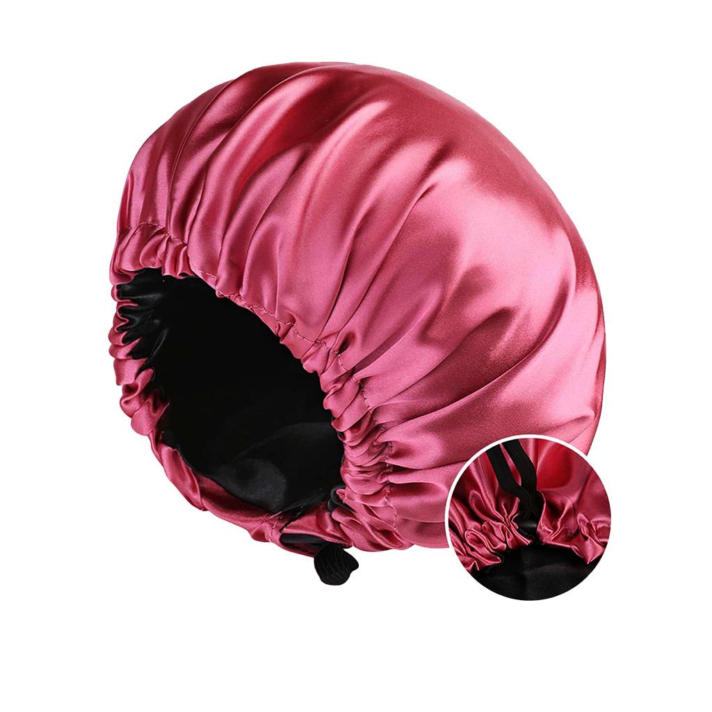 2024 Fashionable Double-Sided Satin Sleep Cap for Women - Elastic, Stylish Hair Protection with Button Design