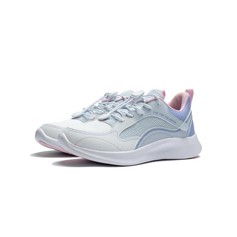 Li Ning Kids Synthetic Leather Ling Yue 3.0 Fashion Shock Absorption Rebound Breathable Casual Shoes Kids Casual Shoes White Blue YKCU240-2