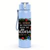 1PC Floral Wreath Quote Text 750ml Color Plastic Sports Water Bottle Leakproof Flip Straw Lid For Sports Office Home Use