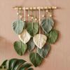 Green Woven Leaf Macrame Handmade Wall Hanging Tapestry  for Bedroom Living