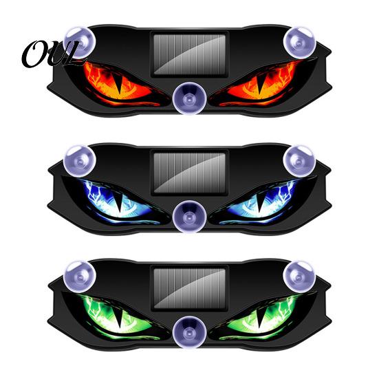 Solar Powered Car Interior Lights Devil Eyes Light for Windshield, Window Warning Sign with Three Smart Modes, Vibration Sensor LED Digital