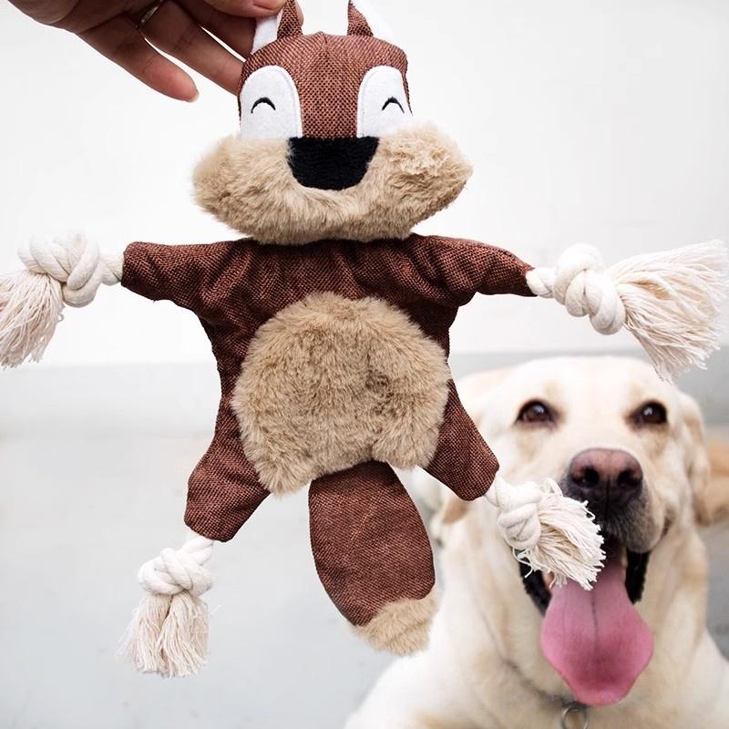 Pet Dog Chew Resistant Teething Plush Toy Animal Shape with Squeaker Pet Supplies Portable Plush Toy