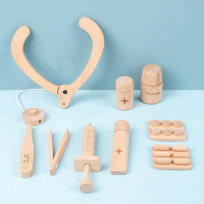 Wooden Doctor Role-Play Makeup Set for Hand-Eye Coordination and Early Education