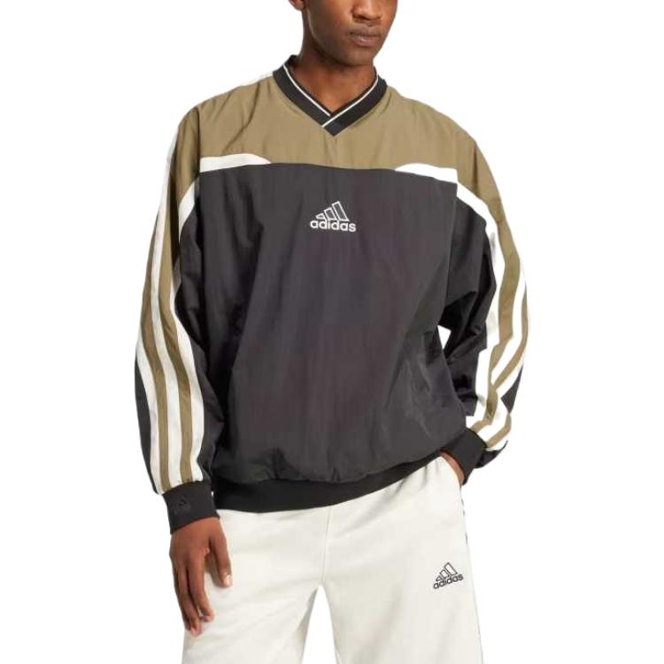 Adidas Cutline Pullover Long-Sleeve Top Black/Olive Strata Men Streetwear JD5395