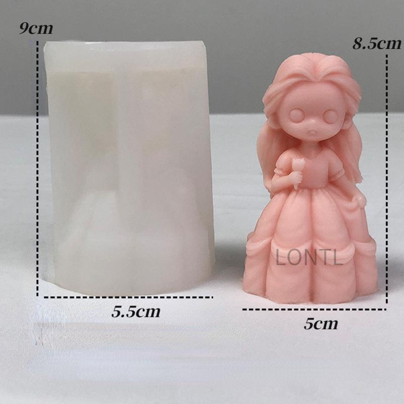 DIY Girl Doll Silicone mold 3D Princess Statue Resin Crafts Plaster mold Cute doll candle soap chocolate ice cube baking tools