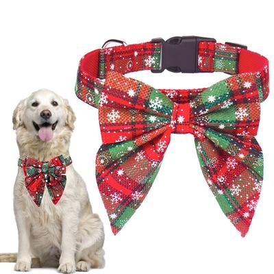 Fashion Christmas Necklace Safety Buckle Dog Bell Pet Bowknot Cat Kitten Collar Christmas Dog Bows