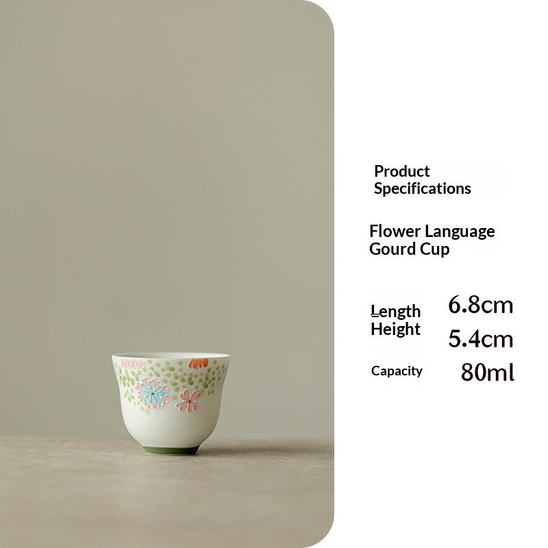 Hand-painted Flower Language Gaiwan Snowflake Underglaze Color Gourd Tea Brewer High Aesthetic Ceramic Teacup Teapot