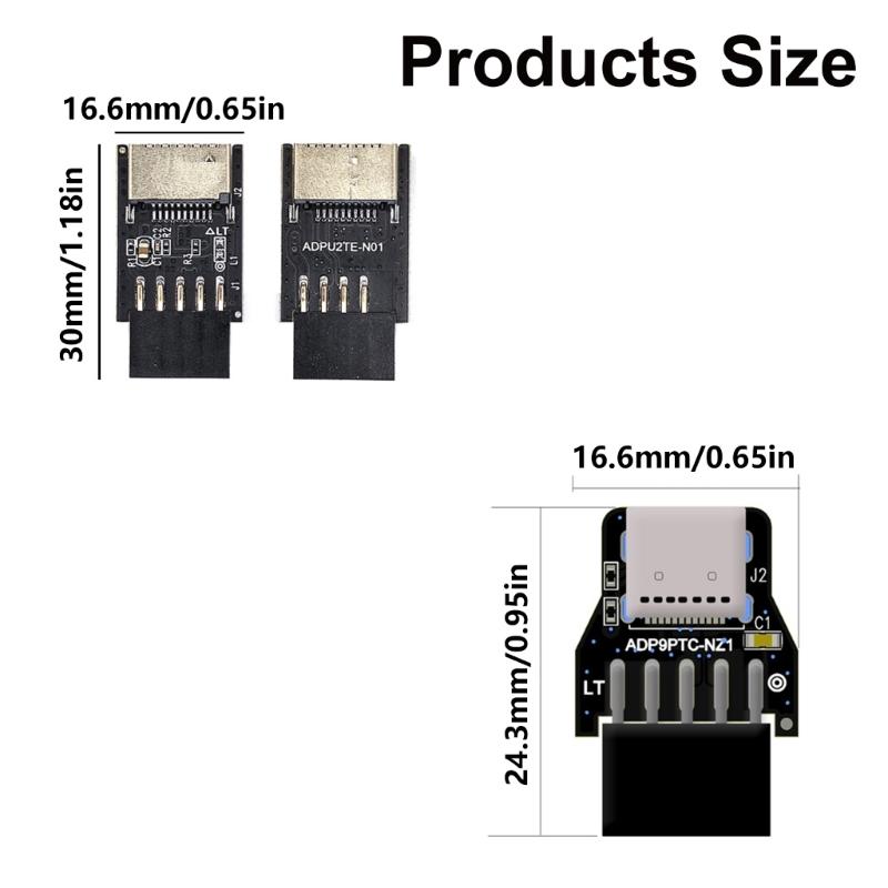 USB 2.0 9 Pin To USB C Adapter Connector PC Internal Motherboard 9 Pin USB 2.0 Converters for Desktop Computer