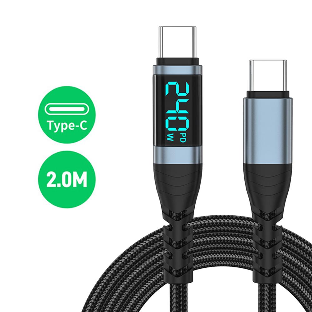 

Кабель 240 Вт Type C - Type C Super Charge с цифровым дисплеем 0,5 м-2 м USB C кабель для передачи данных для iPhone 15 16 Samsung s24 s23 Huawei Xiaomi 2M