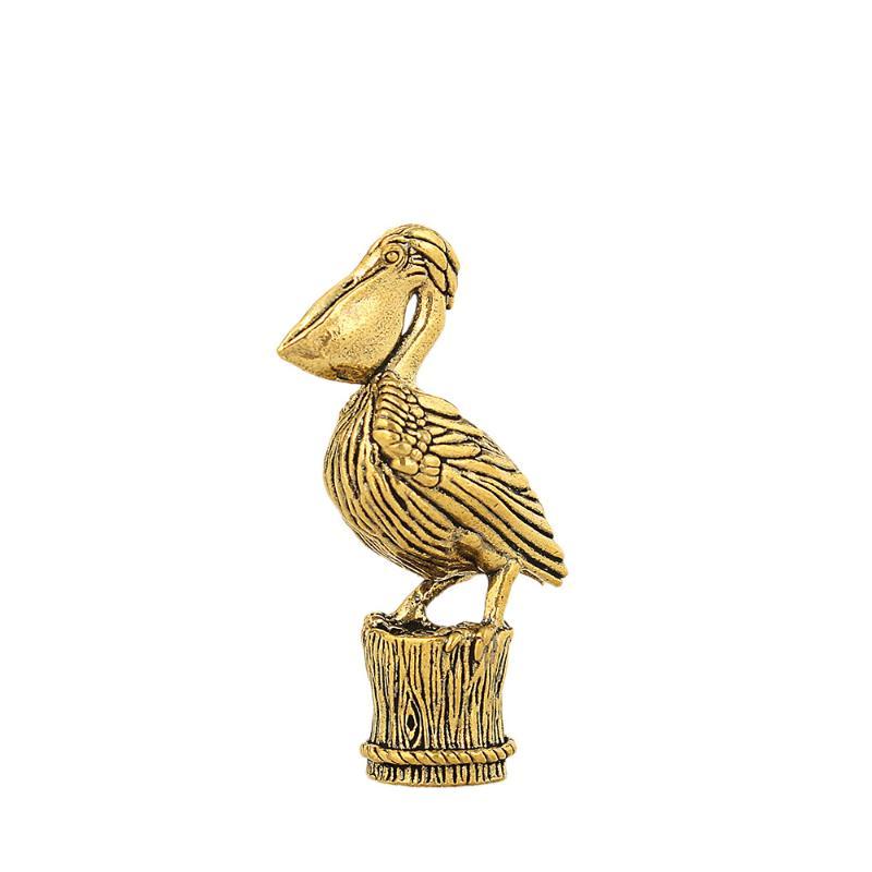 Brass Pelican Bird Figurine Vintage Metal Animal Statue Mini Desktop Ornament For Desktop Office Aquarium Micro Landscape Decor