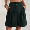 Pocket Solid Color High Waisted Shorts Pocket Pure Color High Waist Button Shorts