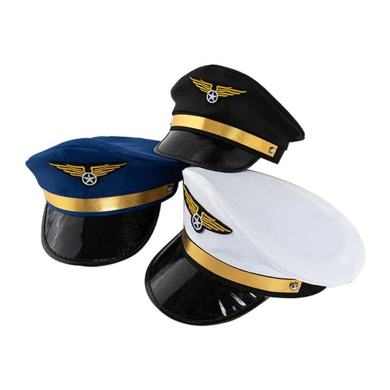 Flight Hat for Adult Cosplay Party Uniform Crew Hat for Male Women Role Play BachelorParty Dress Up Top Hat