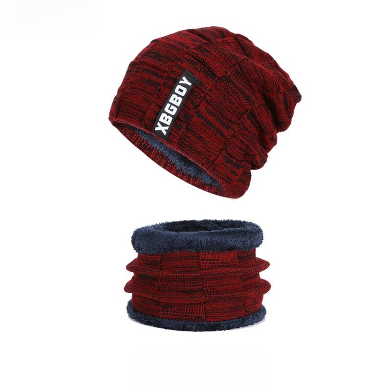 Winter Hat, Pullover Hat, Scarf Set, Fleece and Thickened Woolen Hat for Men