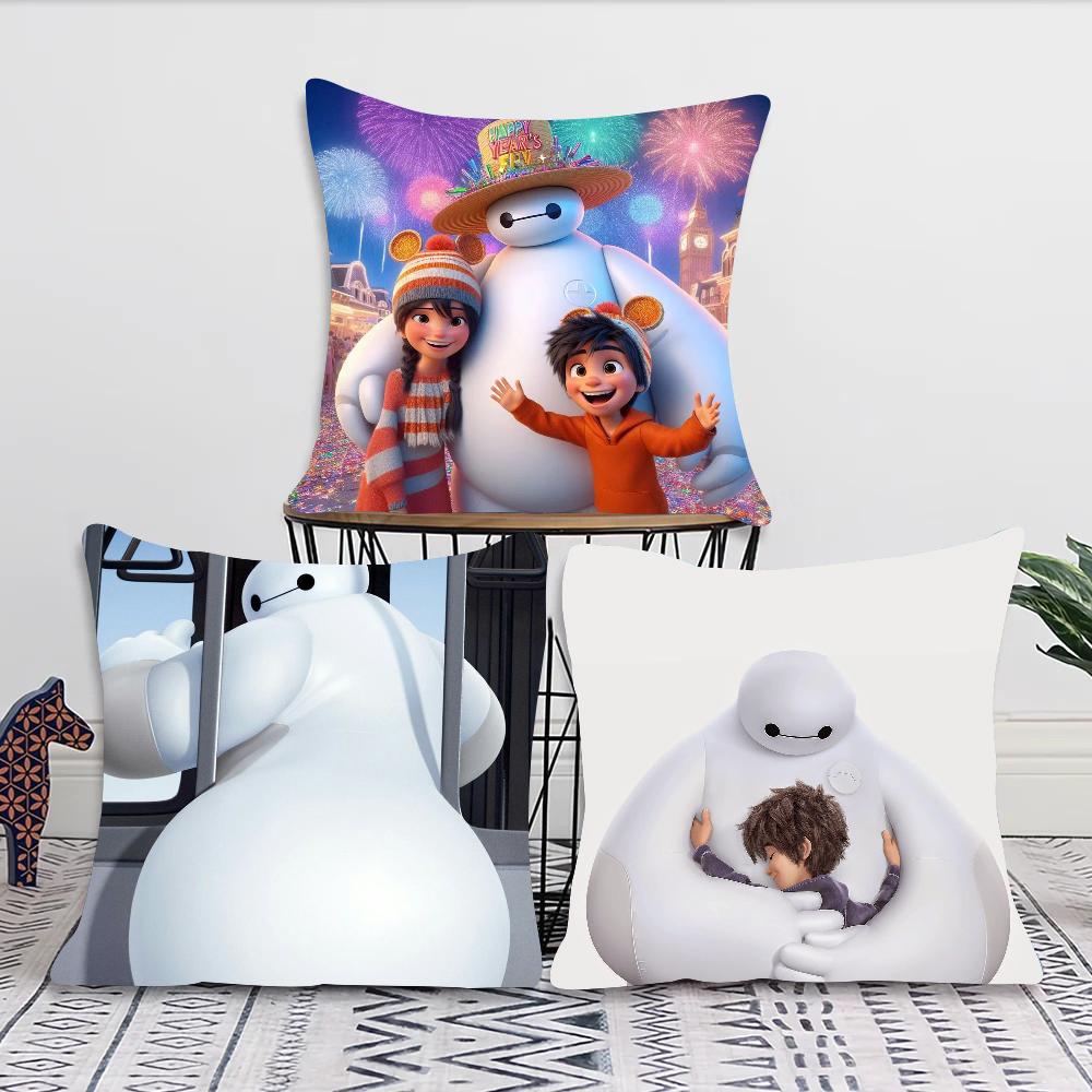 B-Baymax Animated Character Pillow Case Square Pillow Bedroom Sofa Leisure Comfort Cushion Car Living Room Home Decoration