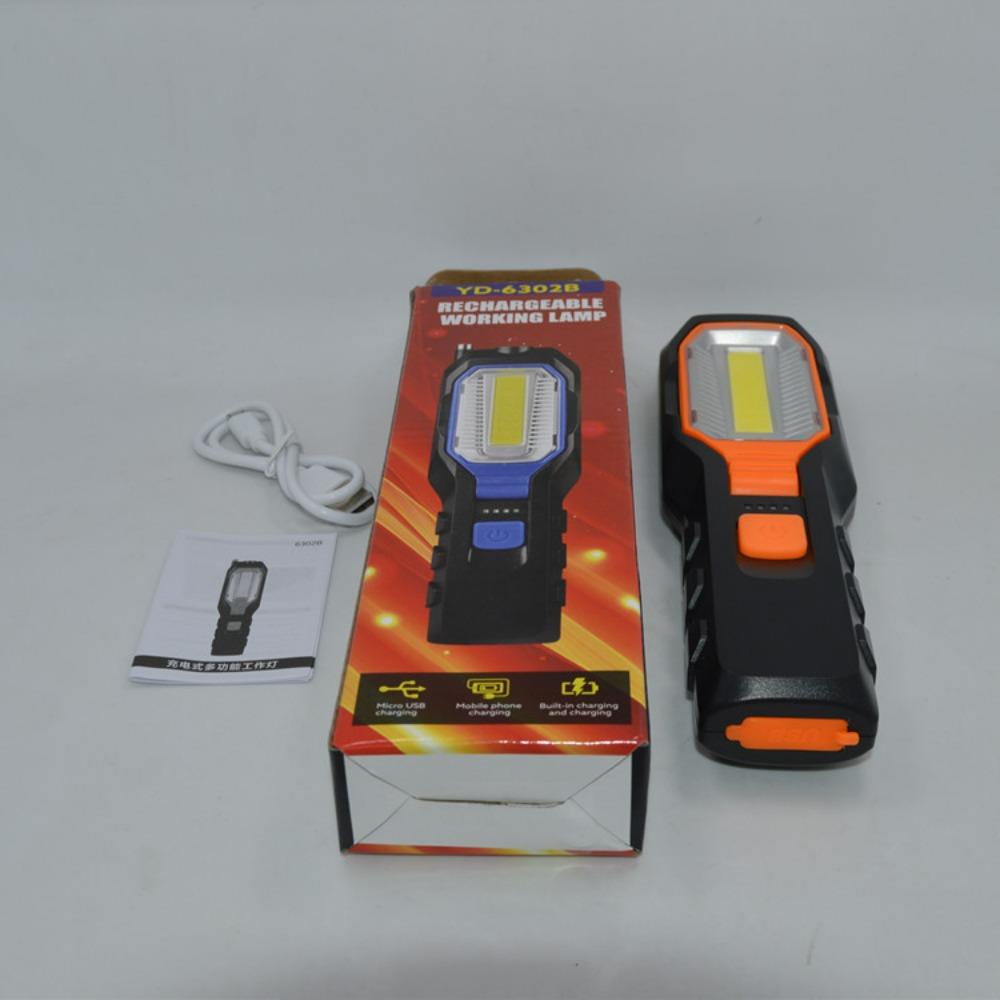 USB Rechargeable Car Inspection Light Super Bright LED Flashlight with Hook & Magnet Shockproof Emergency Work Light