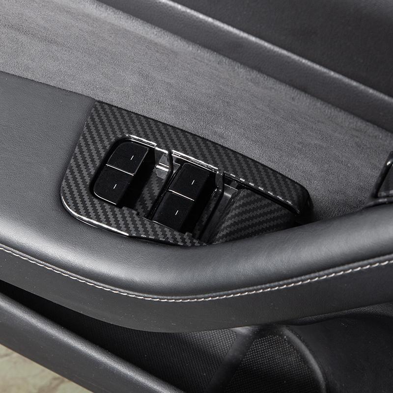Pro Tesla Model 3 Y Spínače otevírání oken Dekorační kryt Obložení Nálepka Pouzdro Karbonové vlákno ABS Autodekorace Levý