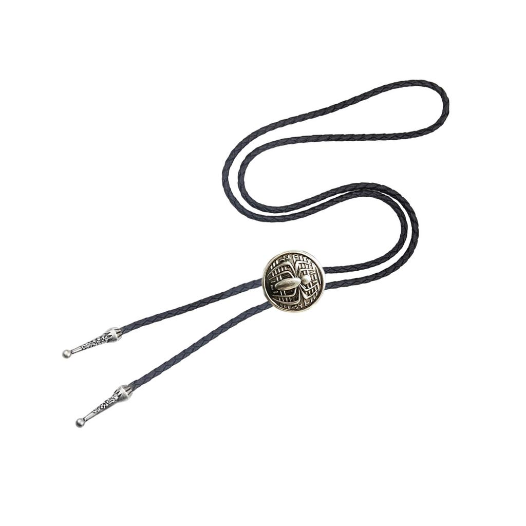 Western Cowboy Leather Cord Bolo Tie Vintage Cowboy Accessory Metal Scorpion Animal Pendant Necktie Necklace for Men