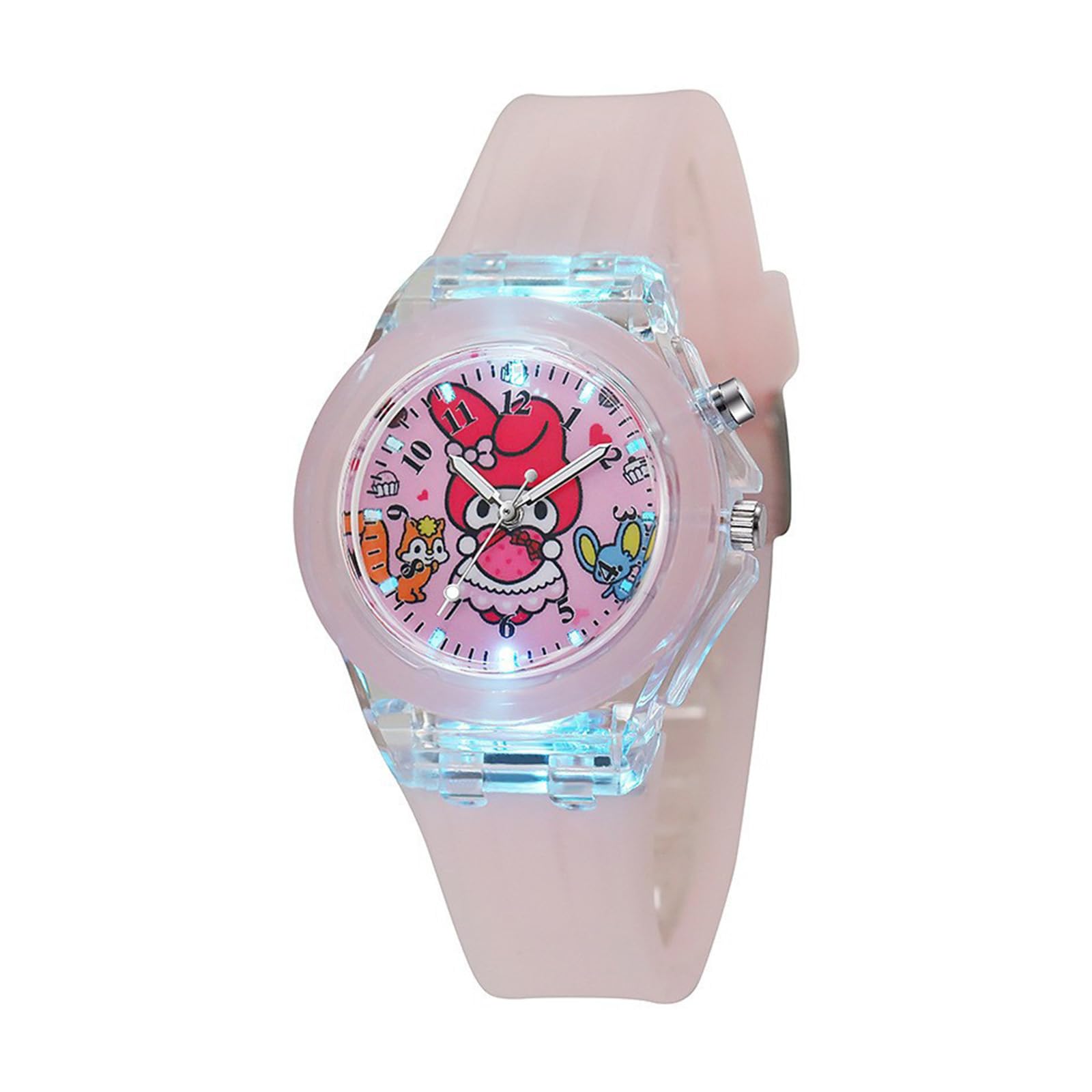 PUTCENDI Kids Watch Lightweight Quartz Watch Unisex Pink Simple Glow Stylish Cute Wristwatch School Entrance Birthday Gift