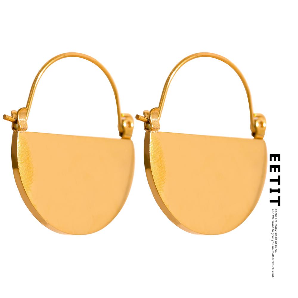 

Eetit минималистичные глянцевые полукруглые золотые серьги из нержавеющей стали без потускнения, модные металлические текстурированные простые ювелирные изделия для женщин