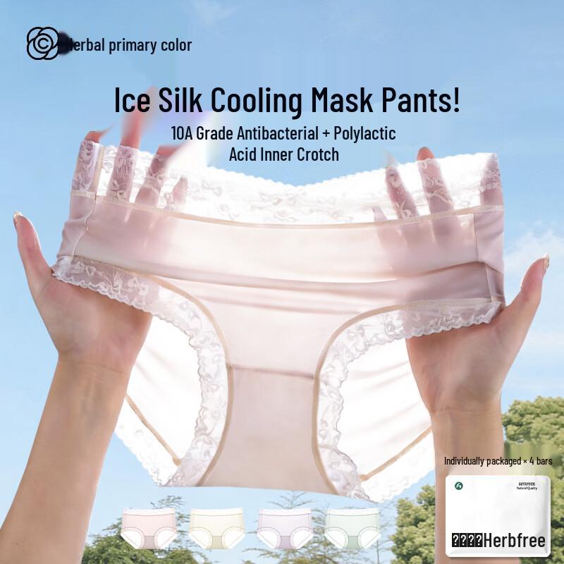 

Women s Antibacterial Ice Silk Seamless Lace Briefs L