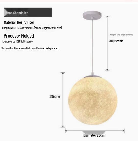 Modern Minimalist Large Creative Moon Ceiling Light for Children's Room & Bedroom