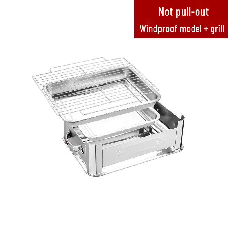 XinHongDa Stainless Steel Charcoal BBQ Grill & Hotpot Set 40x30cm