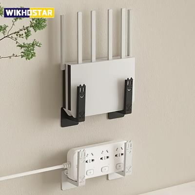 2pcs Drill-Free Router Mounting Rack-Wall-Mounted Set-Top Box Holder for Living Room, Practical Organizer with Auxiliary Hooks