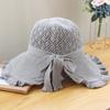 Women's Fringe Edge Crochet Sun Hat Wide Brim UV Protection Summer Hat with Bow Breathable Foldable Beach Hat