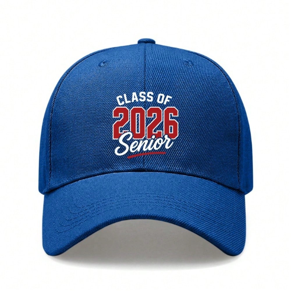 [Graduation Baseball Cap] Class Of 2026 Senior Print Polyester Adjustable Breathable Casual Streetwear Daily Wear Baseball Hat - Dad Hat, Sun Cap