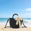 Yogodlns Fashionable Wicker Basket Bag Women's Single Shoulder Slant Cross Handmade Woven Grass Bag Casual Travel Style Small Bag