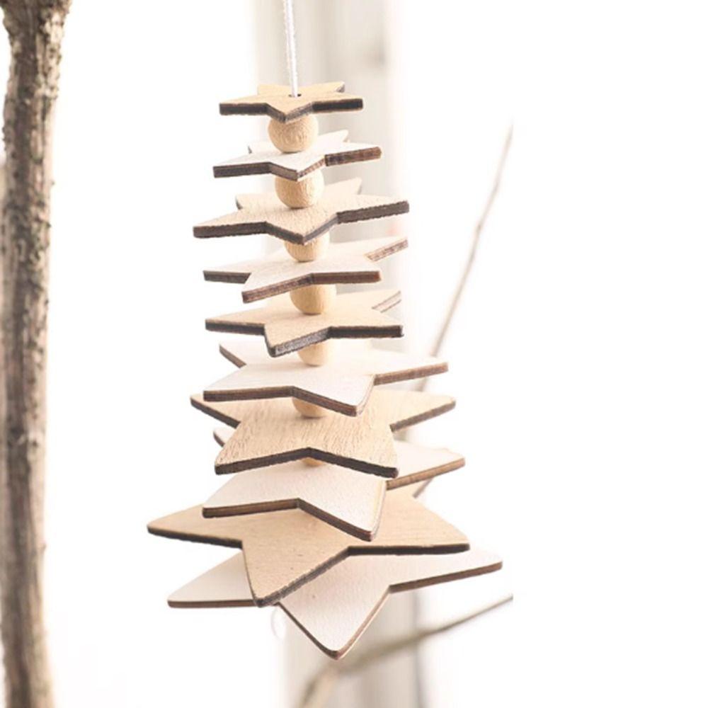 Star Multilayer Christmas Tree Pendant Wooden Christmas Tree Ornaments New Year