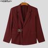 INCERUN Men Lapel Neck Blazer Long Sleeve One Button Thin Coats