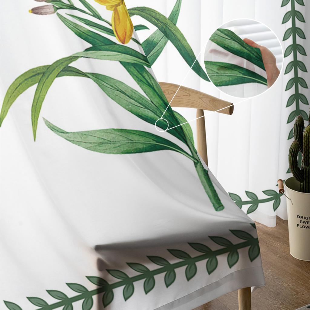 Plants Flowers Leaves Wallflowers Tulle Curtain Voile Transparent Tulle for Bedroom Living Room Kitchen Sheer Window Curtains