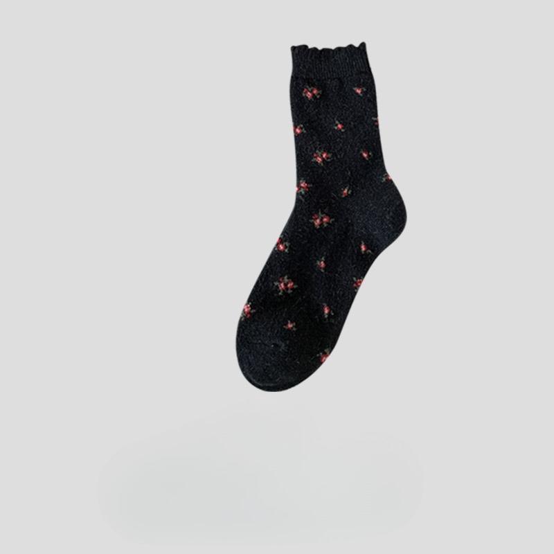 Fall/Winter Printed Wool Mid-Calf Women's Socks - Versatile Women's Warm Layered Socks