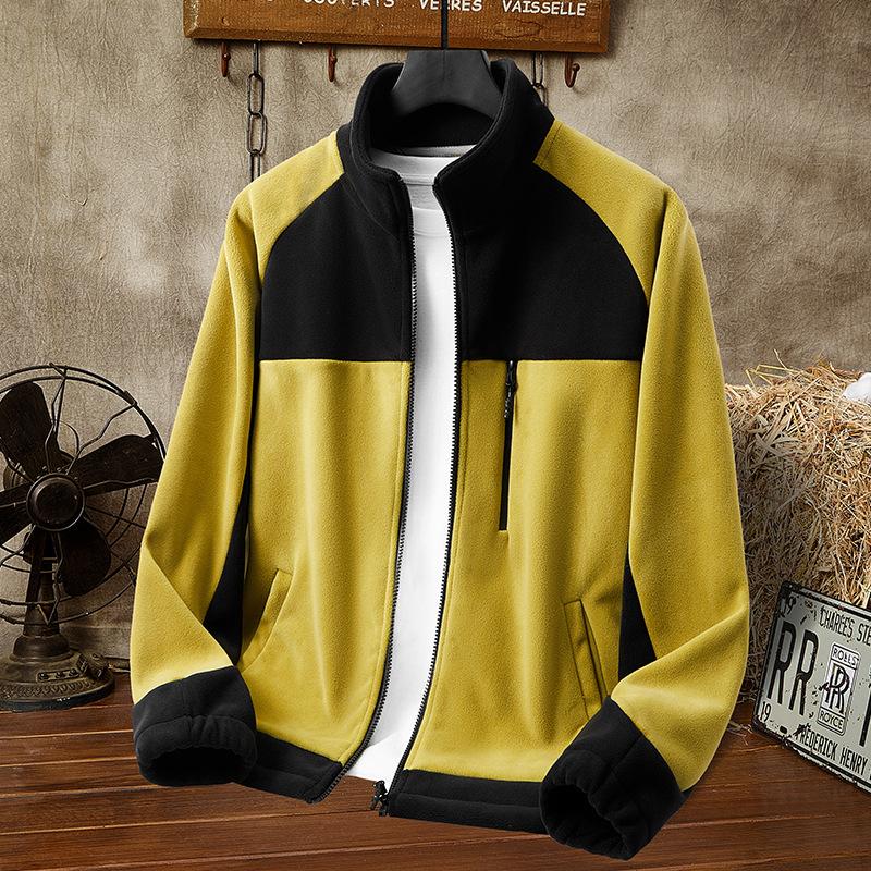 

Осенние и зимние стили с флисом и флисом для повседневных пар, свободная и универсальная теплая и повседневная куртка с капюшоном L жёлтый