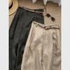 Alte Qianfeng Khaki Leinen Weite Hosen Damen Sommer Hohe Taille Dünn Skinny Slack Gerade Freizeithosen