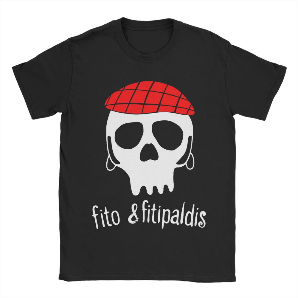 

Fito Fitipaldis Band Skull with Red Checkered Beret TShirts for Men Leisure Cotton Tee Shirt Round Collar Short Sleeves Clothes 3XL