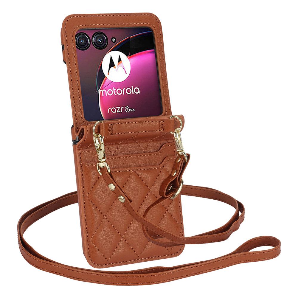 

Модний шкіряний чохол-гаманець MOTO Razr 40 Crossbody зі слотами для карток для Motorola MOTO Razr 40Ultra з довгим ремінцем-браслетом MOTO Razr 40