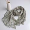 Striped Thin Linen Scarf Men And Women Couples Versatile Shawl Rough Edge Dual-Purpose Shawl Summer Sunscreen Silk Scarf