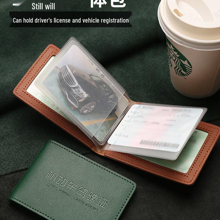Men's 2025 Style Two-in-One Motor Vehicle License Leather Cover and Card Holder