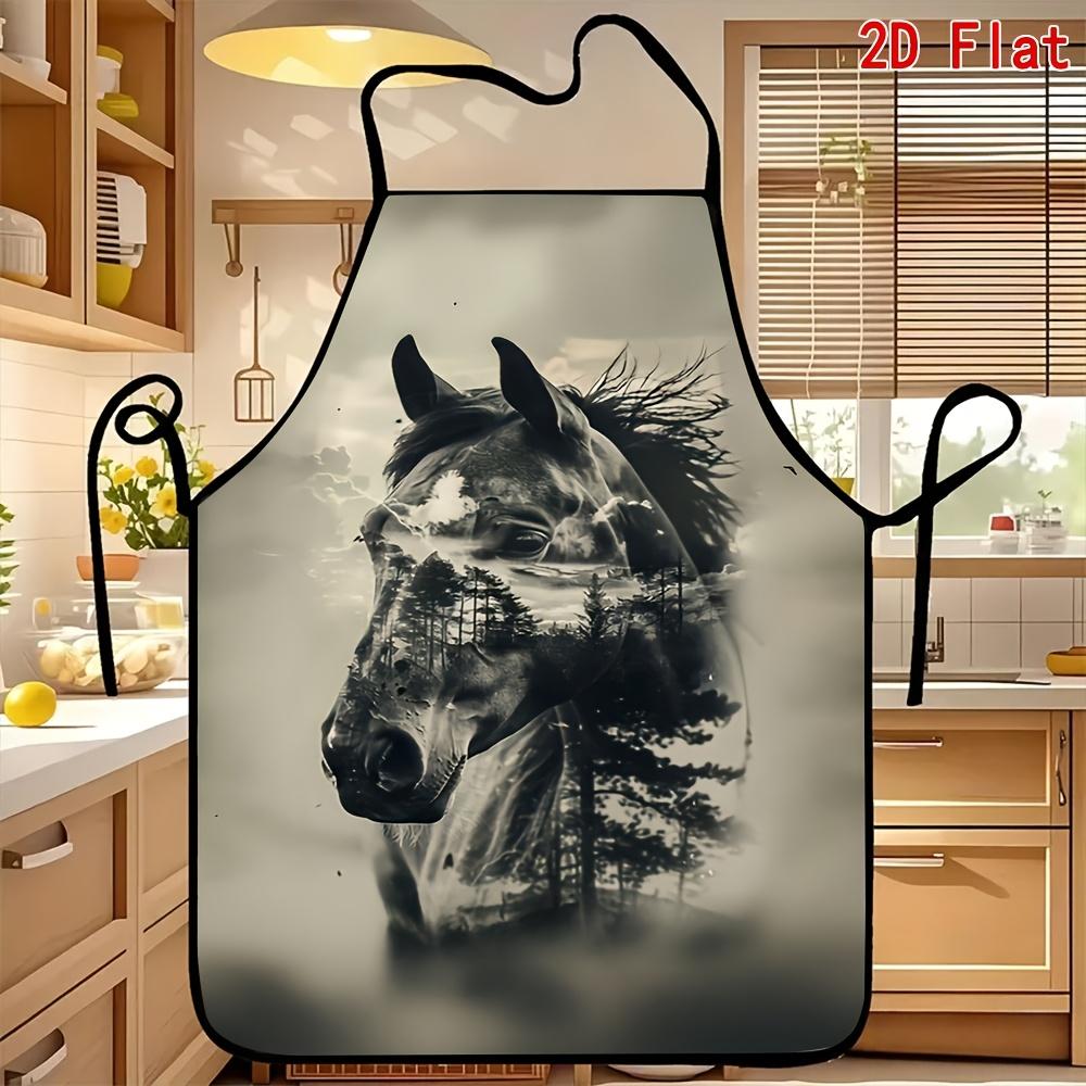 1pc Horse Head Apron - Horse-Themed Bib Suitable for Kitchen, Baking, Painting & Cafes | Lightweight Reusable Apron with Horse Head | Apron for &, Gif